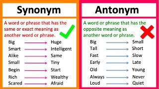 SYNONYM vs ANTONYM 🤔  Whats the difference  Learn with examples [upl. by Gish]