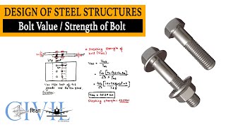 How to Calculate Bolt ValueStrength of Bolt  Bolted Connection  Design of Steel Structures [upl. by Hnirt]