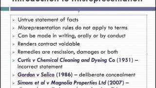 Misrepresentation Lecture 1 of 4 [upl. by Gerty686]