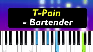 TPain  Bartender Piano Tutorial [upl. by Ttirb]